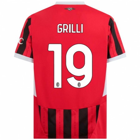 Kandiny Bambino Maglia Lorenzo Grilli #19 Rosso Nero Kit Gara Home 2024/25 Maglietta