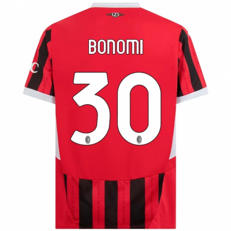 Kandiny Kinderen Alessandro Bonomi #30 Rood Zwart Thuisshirt Thuistenue 2024/25 T-Shirt