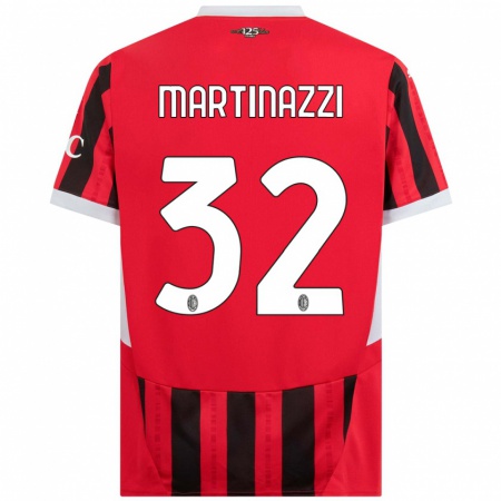 Kandiny Kinderen Luca Martinazzi #32 Rood Zwart Thuisshirt Thuistenue 2024/25 T-Shirt