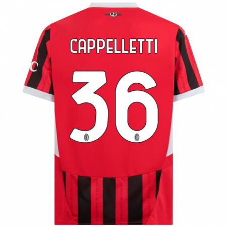 Kandiny Kinderen Mattia Cappelletti #36 Rood Zwart Thuisshirt Thuistenue 2024/25 T-Shirt