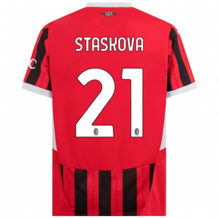 Kandiny Kinderen Andrea Stašková #21 Rood Zwart Thuisshirt Thuistenue 2024/25 T-Shirt