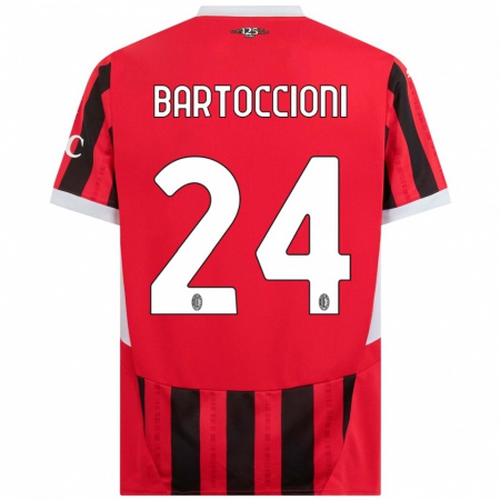 Kandiny Bambino Maglia Andrea Bartoccioni #24 Rosso Nero Kit Gara Home 2024/25 Maglietta