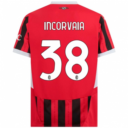 Kandiny Bambino Maglia Giovanni Incorvaia #38 Rosso Nero Kit Gara Home 2024/25 Maglietta