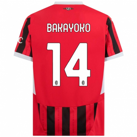 Kandiny Kinderen Tiemoue Bakayoko #14 Rood Zwart Thuisshirt Thuistenue 2024/25 T-Shirt