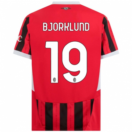 Kandiny Kinderen Lukas Bjorklund #19 Rood Zwart Thuisshirt Thuistenue 2024/25 T-Shirt