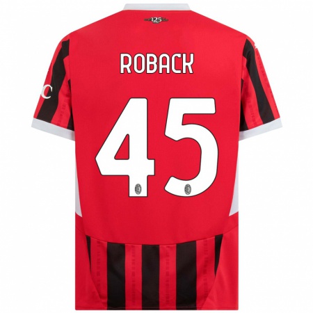 Kandiny Kinderen Emil Roback #45 Rood Zwart Thuisshirt Thuistenue 2024/25 T-Shirt