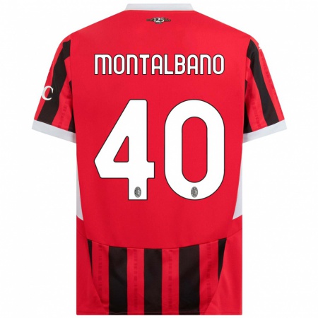 Kandiny Kinderen Nicolo Montalbano #40 Rood Zwart Thuisshirt Thuistenue 2024/25 T-Shirt