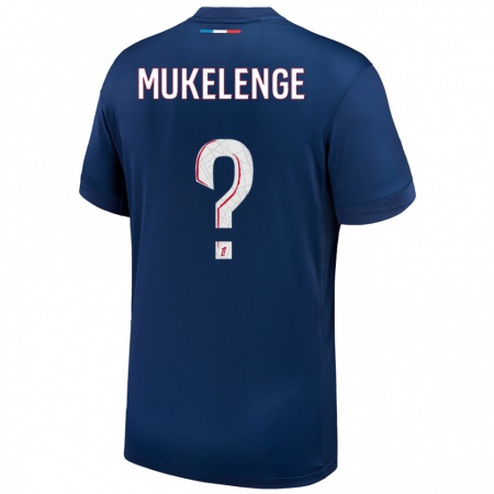 Kandiny Kinderen Christ Mukelenge #0 Marineblauw Wit Thuisshirt Thuistenue 2024/25 T-Shirt België