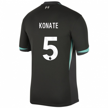 Kandiny Niño Camiseta Ibrahima Konaté #5 Negro Antracita Blanco 2ª Equipación 2024/25 La Camisa