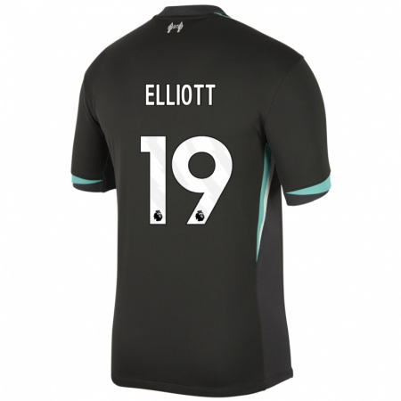 Kandiny Niño Camiseta Harvey Elliott #19 Negro Antracita Blanco 2ª Equipación 2024/25 La Camisa