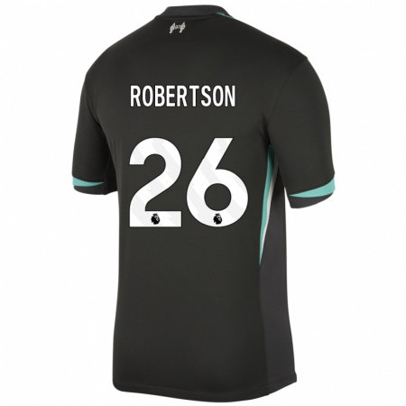 Kandiny Niño Camiseta Andrew Robertson #26 Negro Antracita Blanco 2ª Equipación 2024/25 La Camisa