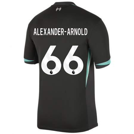 Kandiny Kinderen Trent Alexander-Arnold #66 Zwart Antraciet Wit Uitshirt Uittenue 2024/25 T-Shirt