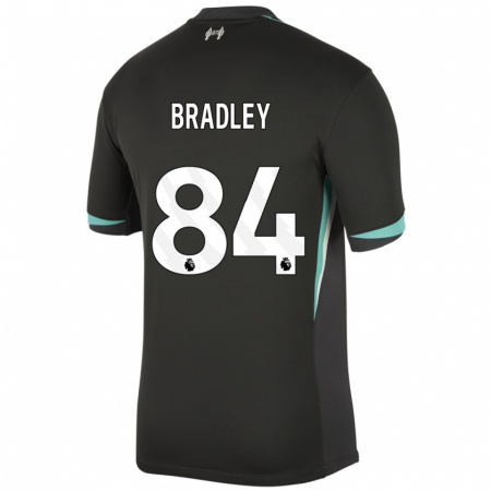 Kandiny Kinderen Conor Bradley #84 Zwart Antraciet Wit Uitshirt Uittenue 2024/25 T-Shirt