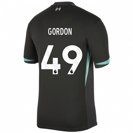 Kandiny Kinderen Kaide Gordon #49 Zwart Antraciet Wit Uitshirt Uittenue 2024/25 T-Shirt