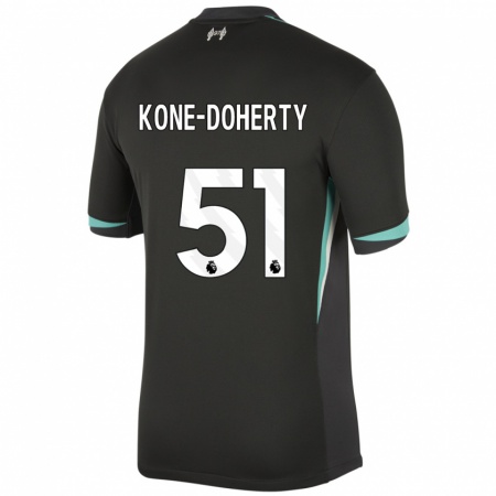 Kandiny Kinderen Trent Kone-Doherty #51 Zwart Antraciet Wit Uitshirt Uittenue 2024/25 T-Shirt