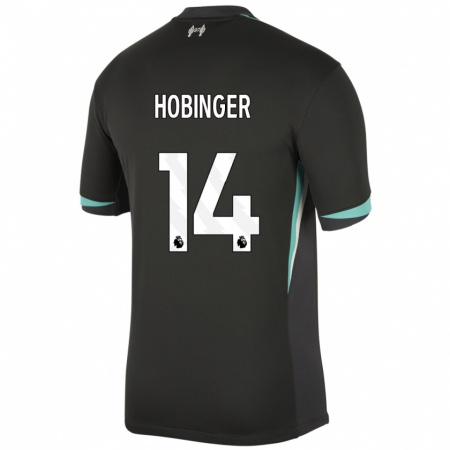 Kandiny Niño Camiseta Marie Höbinger #14 Negro Antracita Blanco 2ª Equipación 2024/25 La Camisa