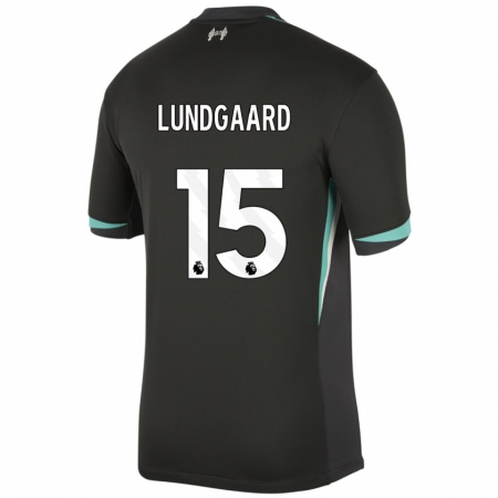 Kandiny Niño Camiseta Sofie Lundgaard #15 Negro Antracita Blanco 2ª Equipación 2024/25 La Camisa