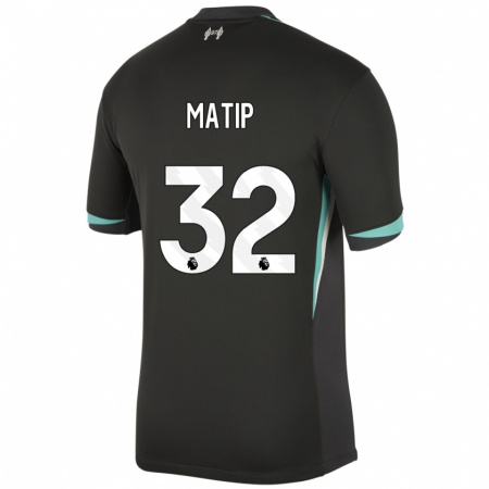 Kandiny Niño Camiseta Joel Matip #32 Negro Antracita Blanco 2ª Equipación 2024/25 La Camisa