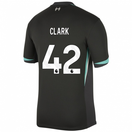 Kandiny Kinderen Bobby Clark #42 Zwart Antraciet Wit Uitshirt Uittenue 2024/25 T-Shirt