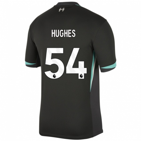 Kandiny Kinderen Liam Hughes #54 Zwart Antraciet Wit Uitshirt Uittenue 2024/25 T-Shirt