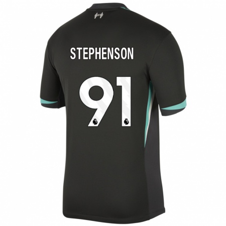 Kandiny Kinderen Luca Stephenson #91 Zwart Antraciet Wit Uitshirt Uittenue 2024/25 T-Shirt