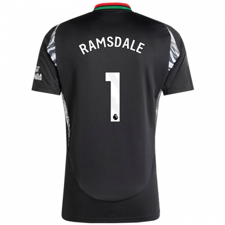 Kandiny Bambino Maglia Aaron Ramsdale #1 Nero Kit Gara Away 2024/25 Maglietta