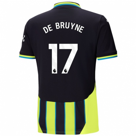 Kandiny Kinderen Kevin De Bruyne #17 Blauw Geel Uitshirt Uittenue 2024/25 T-Shirt