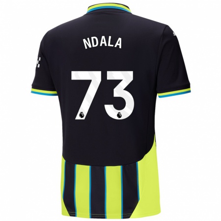 Kandiny Kinderen Joel Ndala #73 Blauw Geel Uitshirt Uittenue 2024/25 T-Shirt