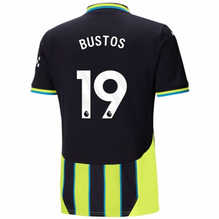 Kandiny Bambino Maglia Nahuel Bustos #19 Blu Giallo Kit Gara Away 2024/25 Maglietta