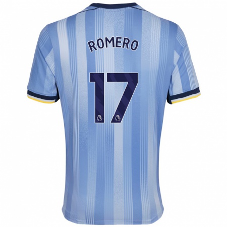 Kandiny Bambino Maglia Cristian Romero #17 Azzurro Chiaro Kit Gara Away 2024/25 Maglietta