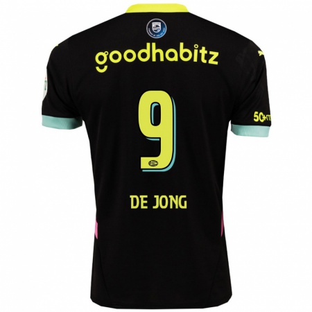 Kandiny Kinderen Luuk De Jong #9 Zwart Geel Uitshirt Uittenue 2024/25 T-Shirt