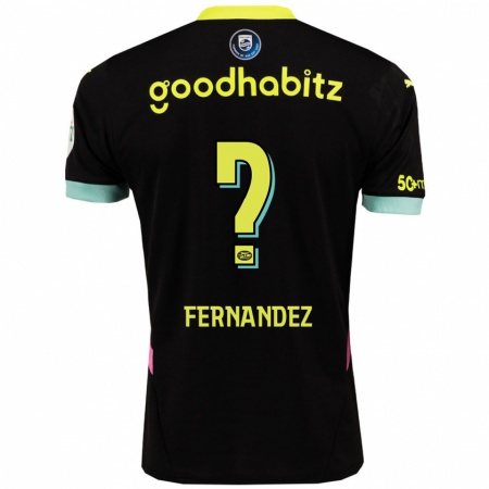 Kandiny Kinderen Noah Fernandez #0 Zwart Geel Uitshirt Uittenue 2024/25 T-Shirt