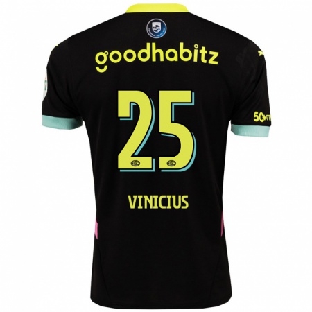 Kandiny Kinderen Carlos Vinicius #25 Zwart Geel Uitshirt Uittenue 2024/25 T-Shirt