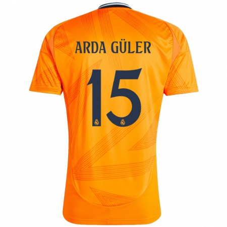 Kandiny Kinder Arda Güler #15 Orange Auswärtstrikot Trikot 2024/25 T-Shirt Österreich