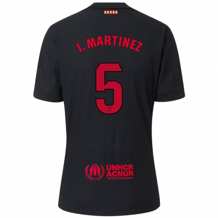 Kandiny Kinderen Iñigo Martínez #5 Zwart Rood Uitshirt Uittenue 2024/25 T-Shirt