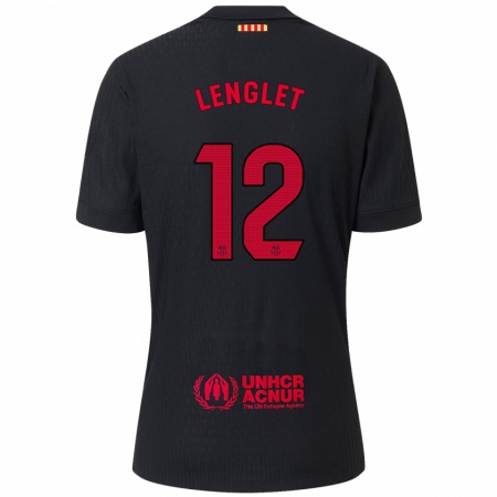 Kandiny Kinderen Clément Lenglet #12 Zwart Rood Uitshirt Uittenue 2024/25 T-Shirt