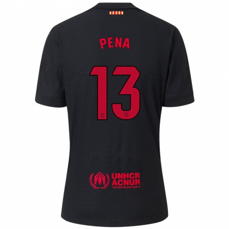 Kandiny Kinderen Iñaki Peña #13 Zwart Rood Uitshirt Uittenue 2024/25 T-Shirt