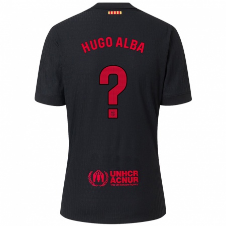 Kandiny Kinderen Hugo Alba #0 Zwart Rood Uitshirt Uittenue 2024/25 T-Shirt