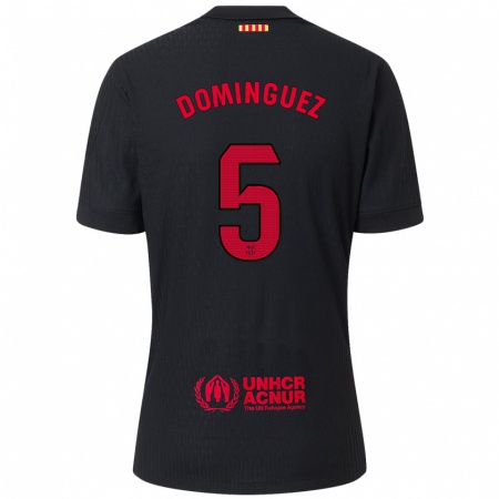 Kandiny Kinderen Sergi Domínguez #5 Zwart Rood Uitshirt Uittenue 2024/25 T-Shirt