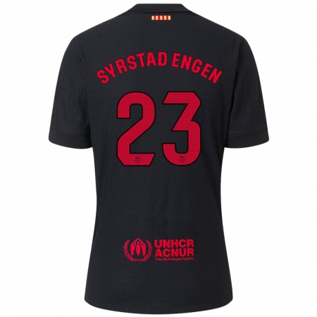 Kandiny Kinderen Ingrid Syrstad Engen #23 Zwart Rood Uitshirt Uittenue 2024/25 T-Shirt