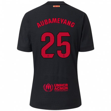 Kandiny Kinderen Pierre Emerick Aubameyang #25 Zwart Rood Uitshirt Uittenue 2024/25 T-Shirt