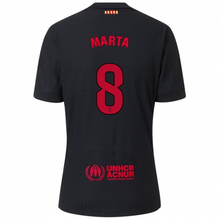 Kandiny Bambino Maglia Marta Torrejon #8 Nero Rosso Kit Gara Away 2024/25 Maglietta