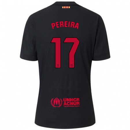 Kandiny Kinderen Andrea Pereira #17 Zwart Rood Uitshirt Uittenue 2024/25 T-Shirt