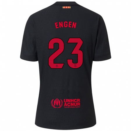 Kandiny Kinderen Ingrid Engen #23 Zwart Rood Uitshirt Uittenue 2024/25 T-Shirt