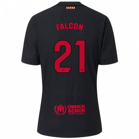 Kandiny Kinderen Andrea Falcon #21 Zwart Rood Uitshirt Uittenue 2024/25 T-Shirt