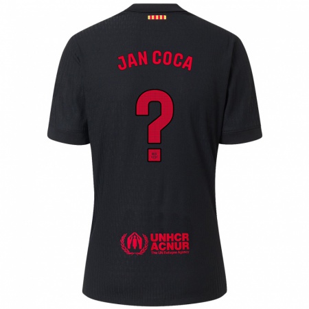 Kandiny Kinderen Jan Coca #0 Zwart Rood Uitshirt Uittenue 2024/25 T-Shirt