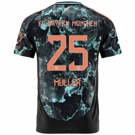 Kandiny Bambino Maglia Thomas Müller #25 Nero Kit Gara Away 2024/25 Maglietta