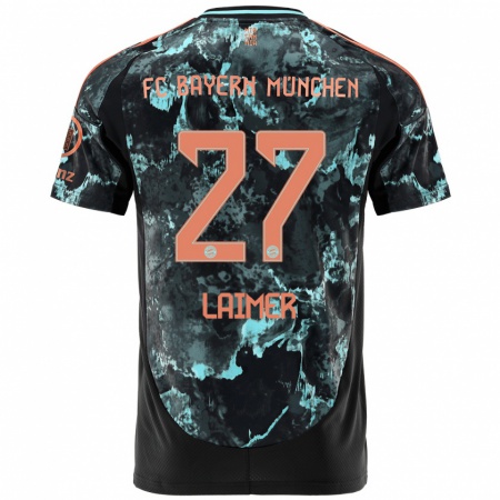 Kandiny Bambino Maglia Konrad Laimer #27 Nero Kit Gara Away 2024/25 Maglietta