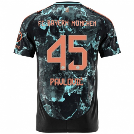 Kandiny Bambino Maglia Aleksandar Pavlovic #45 Nero Kit Gara Away 2024/25 Maglietta