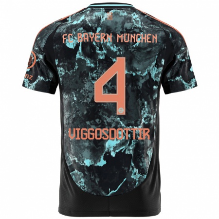 Kandiny Bambino Maglia Glódís Perla Viggósdóttir #4 Nero Kit Gara Away 2024/25 Maglietta